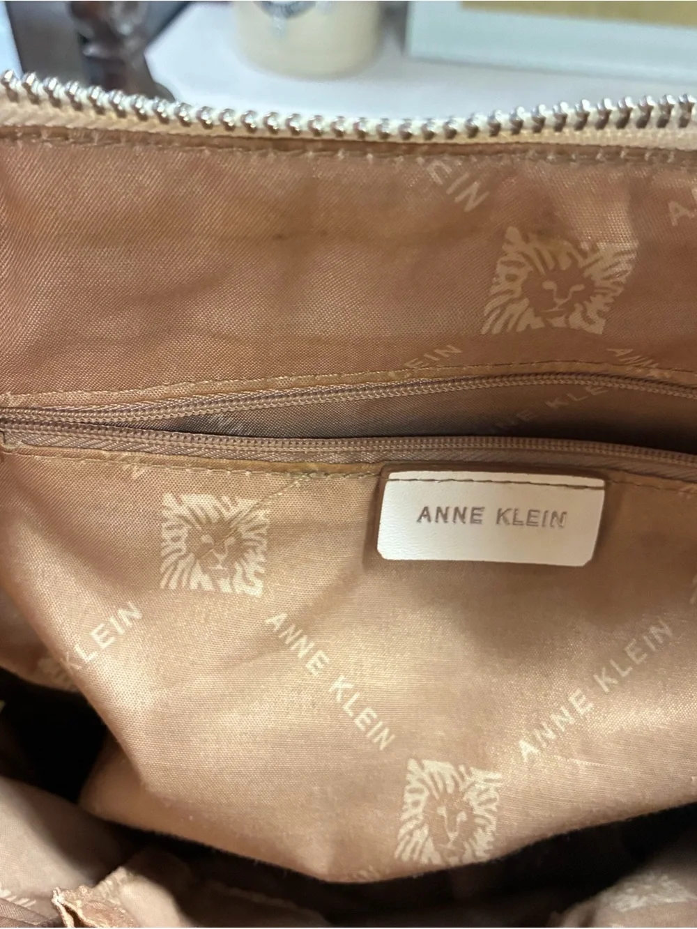 Anne Klein White Croc-Embossed Satchel with Zip Top